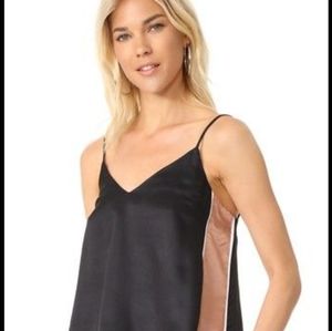 LINE + DOT AIDA BLACK SATIN BLUSH SIDE STRIPE CAMI